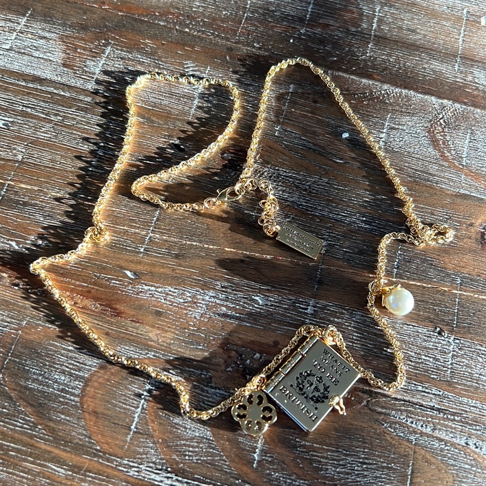 My Flat In London 48 Charles St Jan Haedrich Gold Tone Book Style Charm Necklace